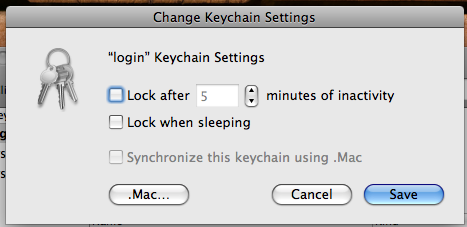 Settings for a keychain